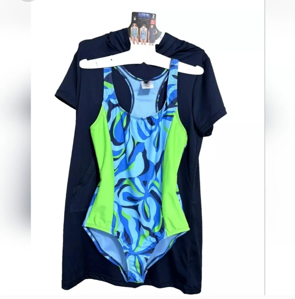 Spyder • 2-Piece Girls' Swimsuit • UPF30+ • Breathable • L 12/14